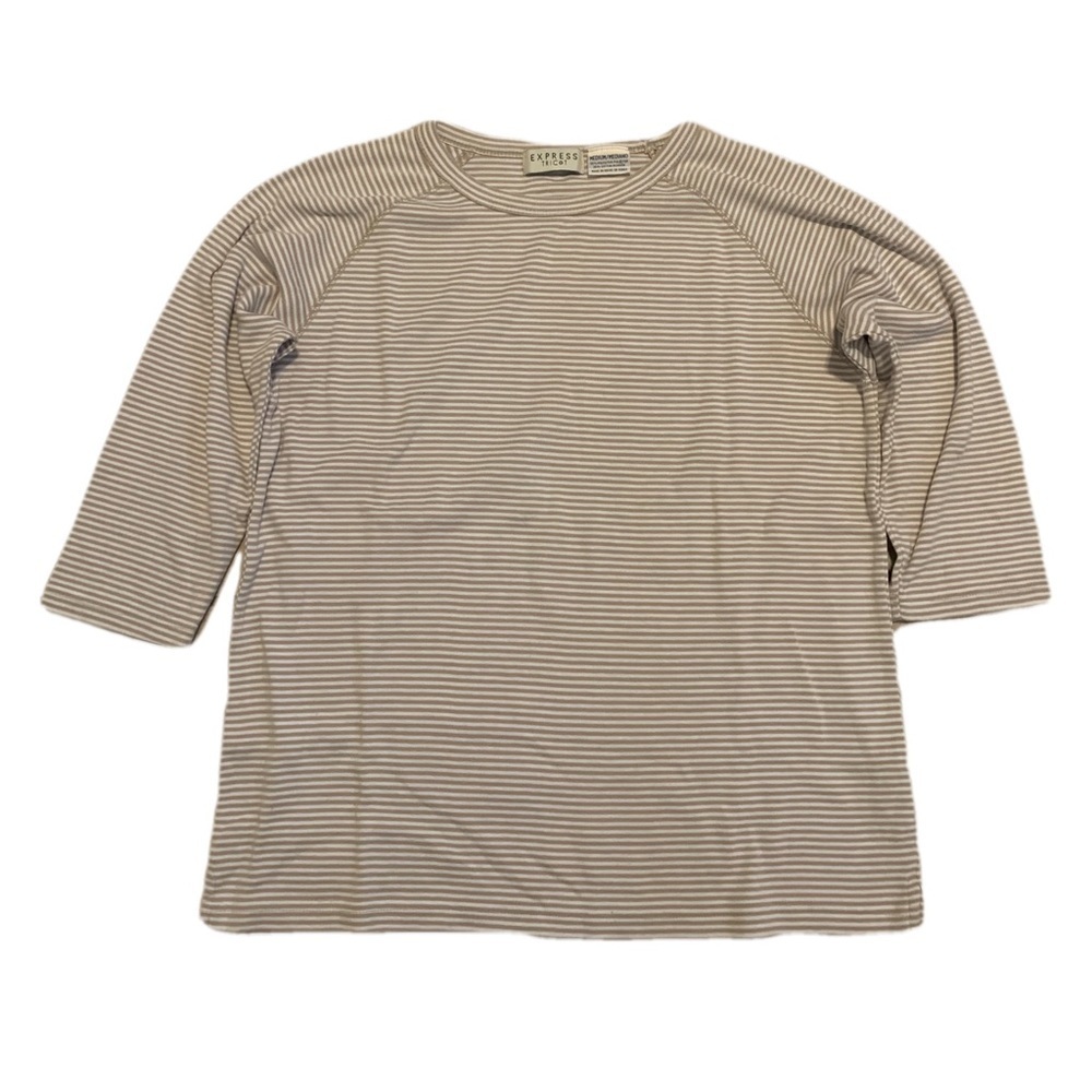 Express Tricot Vintage 90s Striped 3/4 Sleeve Top - Size Medium
